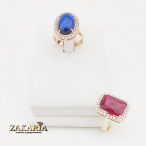 Bague en or jaune avec pierre naturelle