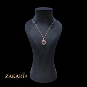 Collier Or rose avec un pierre agate