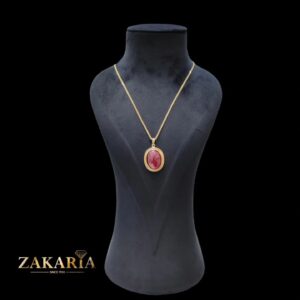 Collier Or rose avec un pierre agate