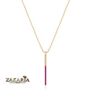 Collier Or rose avec pierre zirconium