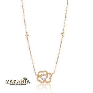 Collier Or rose avec pierre zirconium